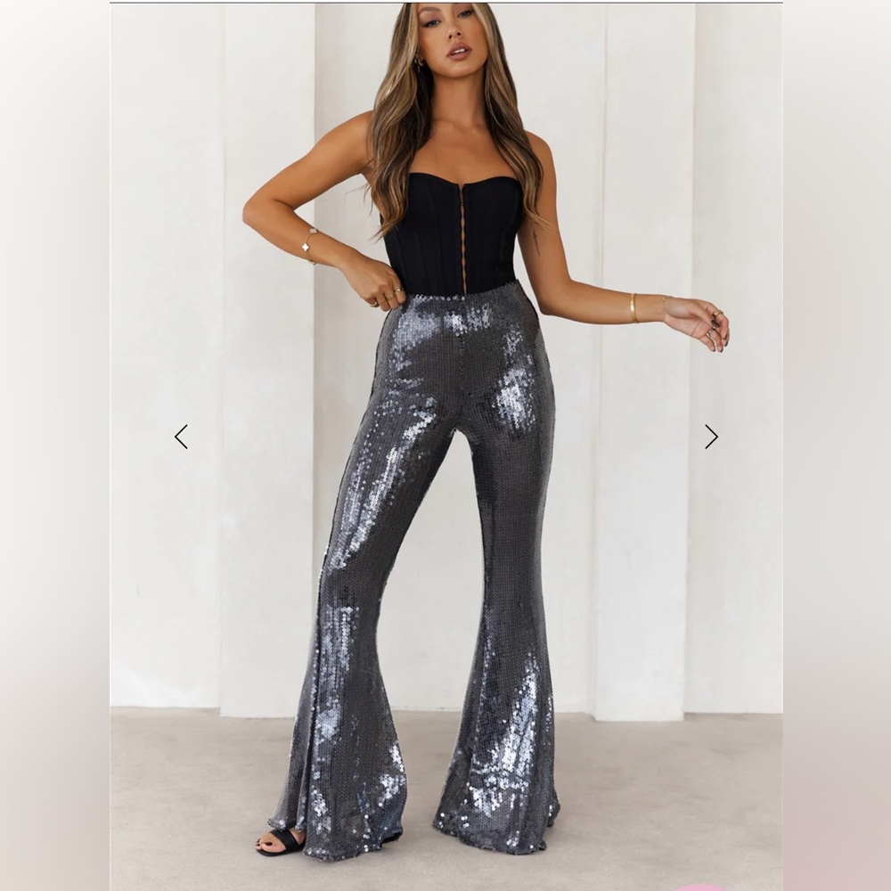 Hello Molly Shimmering grooving sequin wide leg pant